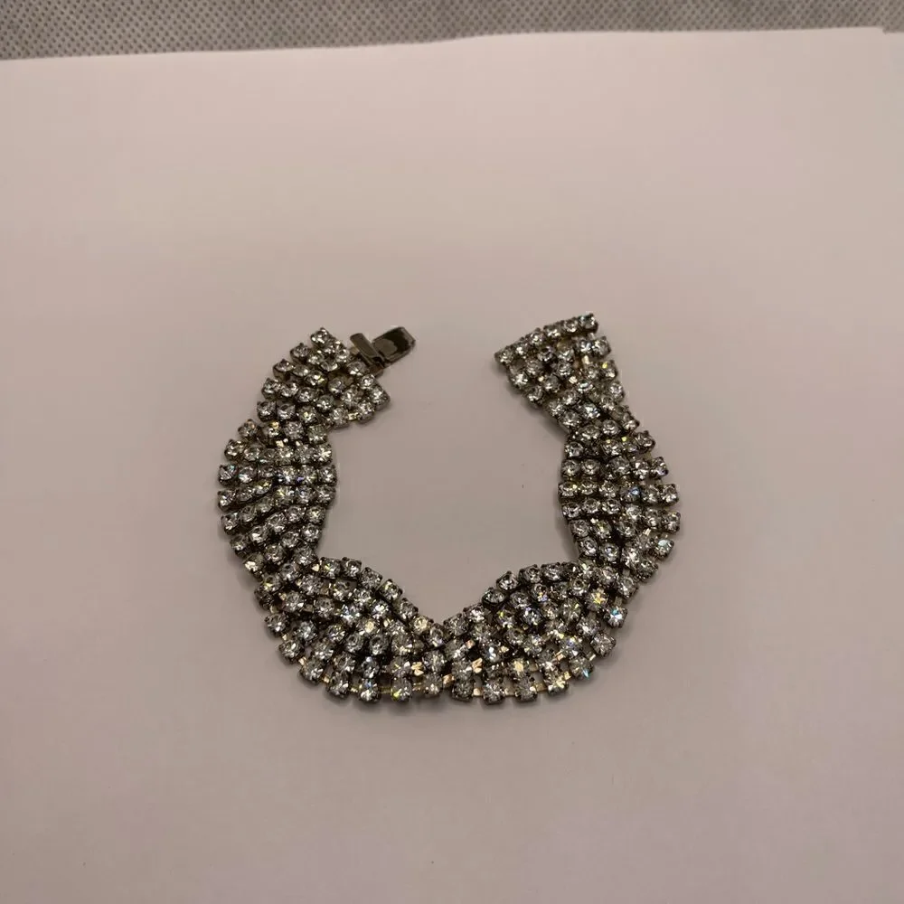 Vintage bracelet rhinestone silver tone